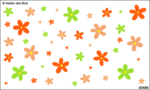 Fleurs bicolores de différentes tailles, kit trois couleurs