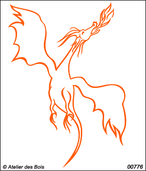 Dragon en vol avec pattes (dessin au trait) 776