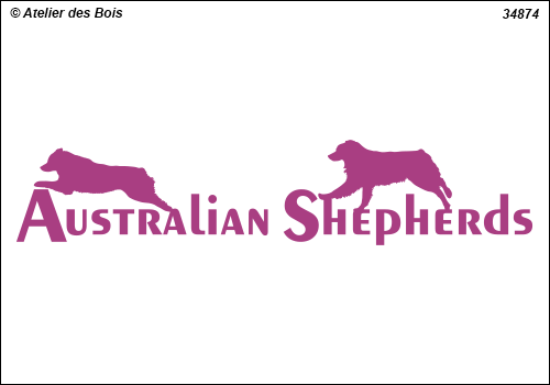 Lettrage Australian Shepherds 1 ligne 2 silhouettes mod. 874