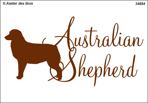 Lettrage Australian Shepherd 2 lignes 1 silhouette mod. 884