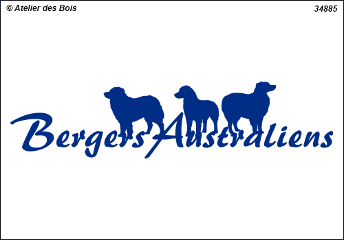 Lettrage Bergers Australiens 1 ligne 3 silhouettes mod. 885