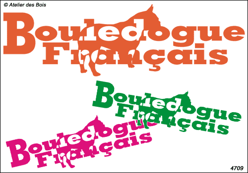 Lettrage Bouledogue Français avec silhouette