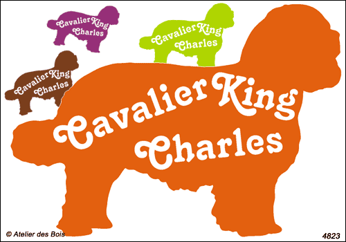 Silhouette Cavalier King Charles avec lettrage (tête droite)