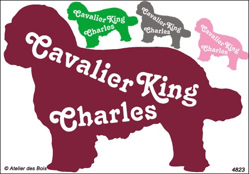 Silhouette Cavalier King Charles avec lettrage (tête gauche)