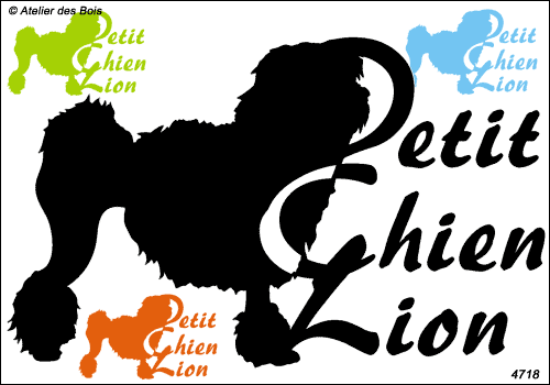 Silhouette de Petit Chien Lion avec lettrage