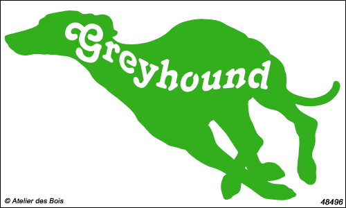 Silhouette de Greyhound en course avec lettrage (tête gauche) M4