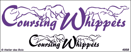 Lettrage Coursing Whippets avec 5 silhouettes graphiques