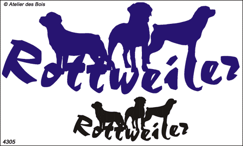 Lettrage Rottweiler avec 3 silhouettes