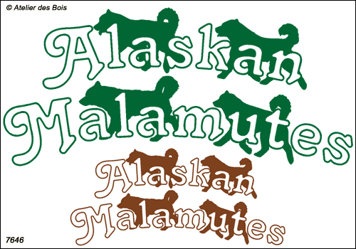 Lettrage Alaskan Malamute 4 Silhouettes (superposé)