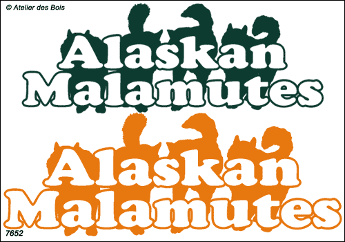 Lettrage Alaskan Malamute 4 Silhouettes (droit)
