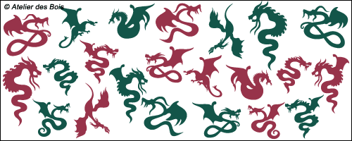 Lot de dragons 3 cm, deux couleurs au choix