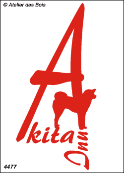 Lettrage Akita Inu vertical avec silhouette