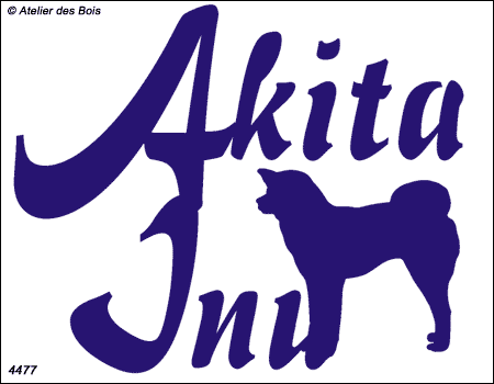 Lettrage style Calligraphie Akita Inu avec silhouette