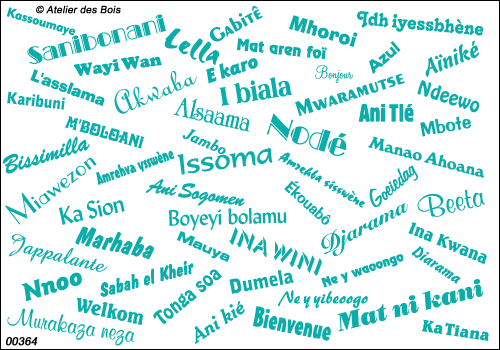 Mots Bonjour & Bienvenue en 32 langues Africaines & Arabes, uni.