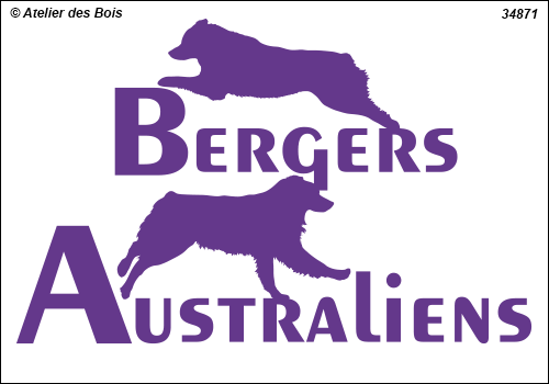 Lettrage Bergers Australiens 2 lignes 2 silhouettes mod. 871