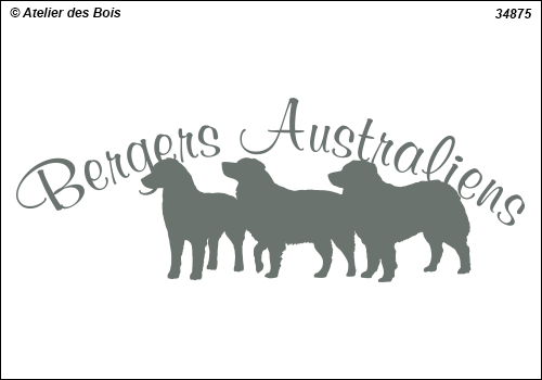 Lettrage Bergers Australiens courbe 1 lignes 3 silhouettes mod.