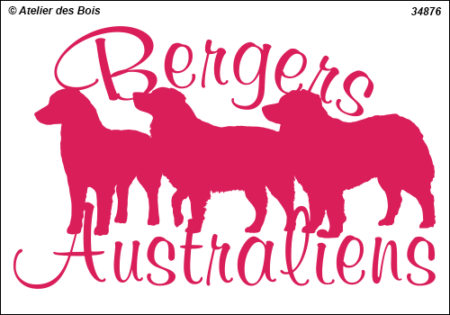 Lettrage Bergers Australiens courbe 2 lignes 3 silhouettes mod.