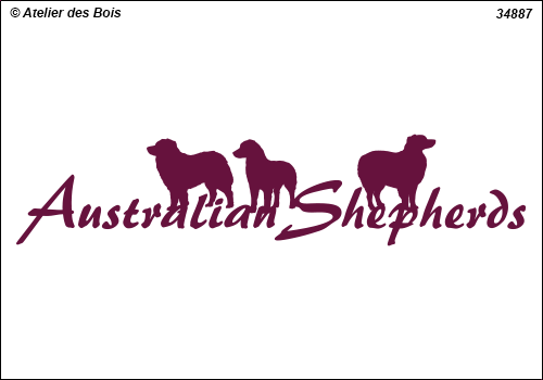 Lettrage Australian Shepherds 1 ligne 3 silhouettes mod. 887