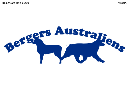 Lettrage Bergers Australiens courbe 1 lignes 2 silhouettes mod.