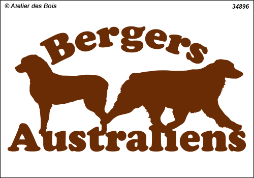 Lettrage Bergers Australiens courbe 2 lignes 2 silhouettes mod.
