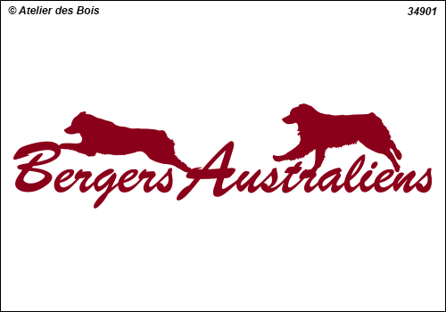 Lettrage Bergers Australiens 1 ligne 2 silhouettes mod. 901