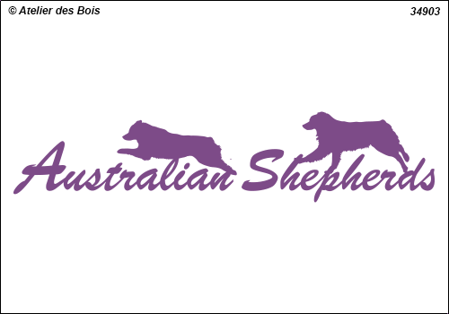Lettrage Australian Shepherds 1 ligne 2 silhouettes mod. 903