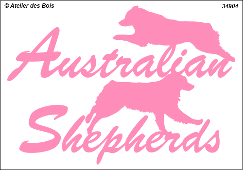 Lettrage Australian Shepherds 2 lignes 2 silhouettes mod. 904