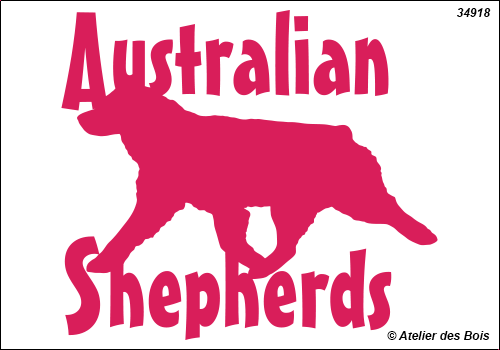 Lettrage Australian Shepherds 2 lignes 1 silhouette mod. 918