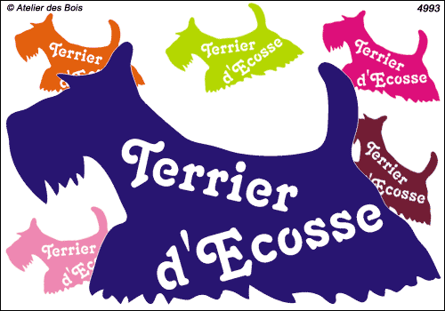 Silhouette de Terrier d'Ecosse avec lettrage (trapèze)
