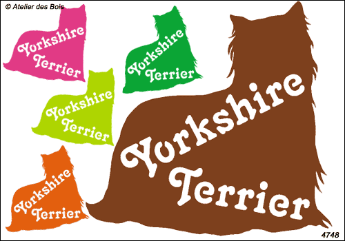 Lettrage Yorkshire Terrier dans silhouette (tête à droite)