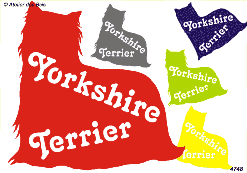 Lettrage Yorkshire Terrier dans silhouette (tête à gauche)