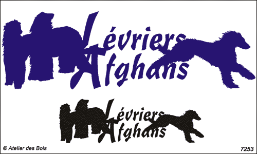 Lettrage Lévriers Afghans avec trois silhouettes