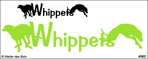 Lettrage Whippets avec 2 silhouettes