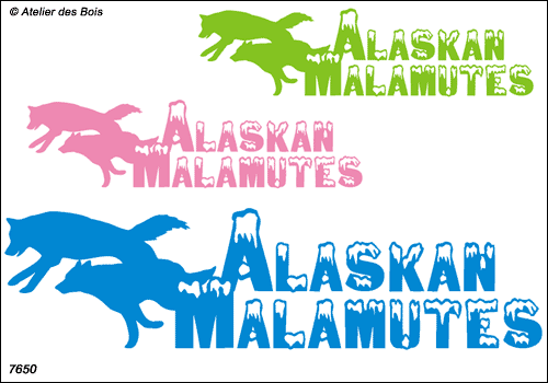 Lettrage Alaskan Malamute 2 Silhouettes devant