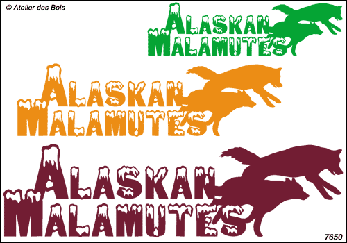 Lettrage Alaskan Malamute 2 Silhouettes derrière