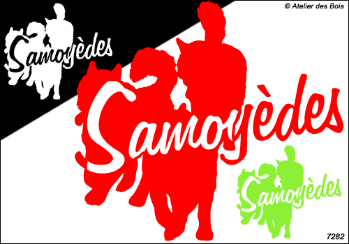 Lettrage Samoyèdes avec 3 silhouettes