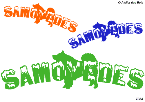 Lettrage Samoyèdes Neige avec silhouette